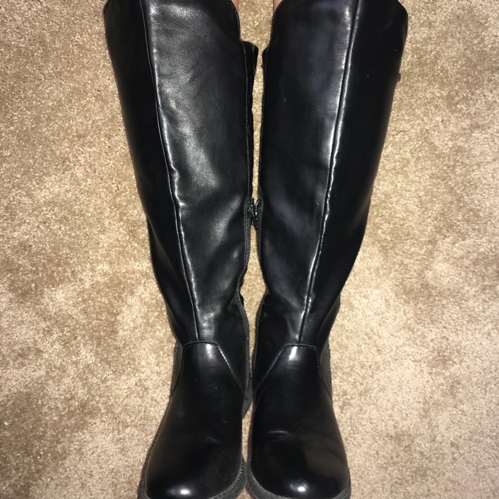 Black leather boots